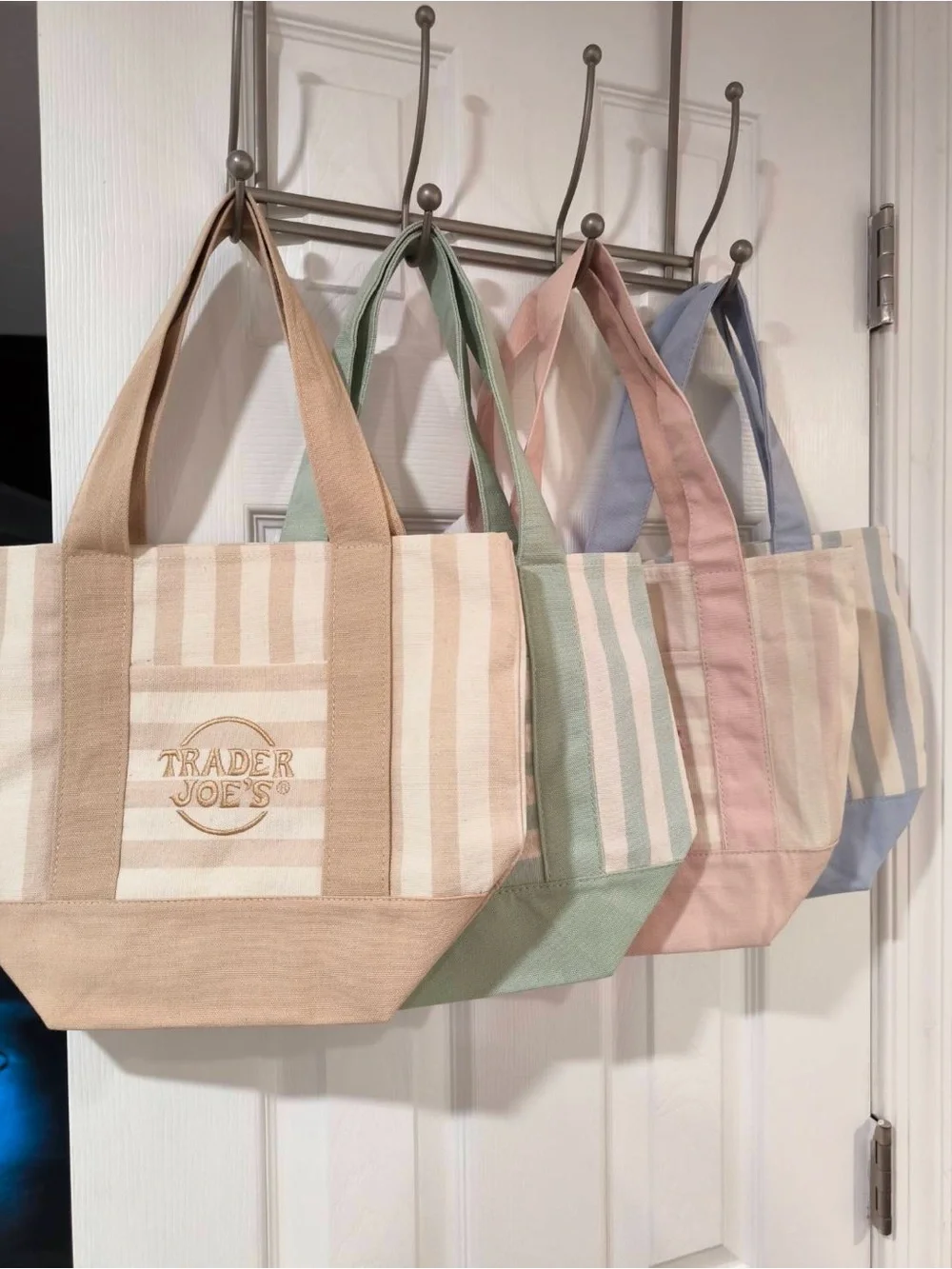 Trader Joe’s Pastel Striped Canvas Tote Bag one color each, total 4 - Picture 1 of 1